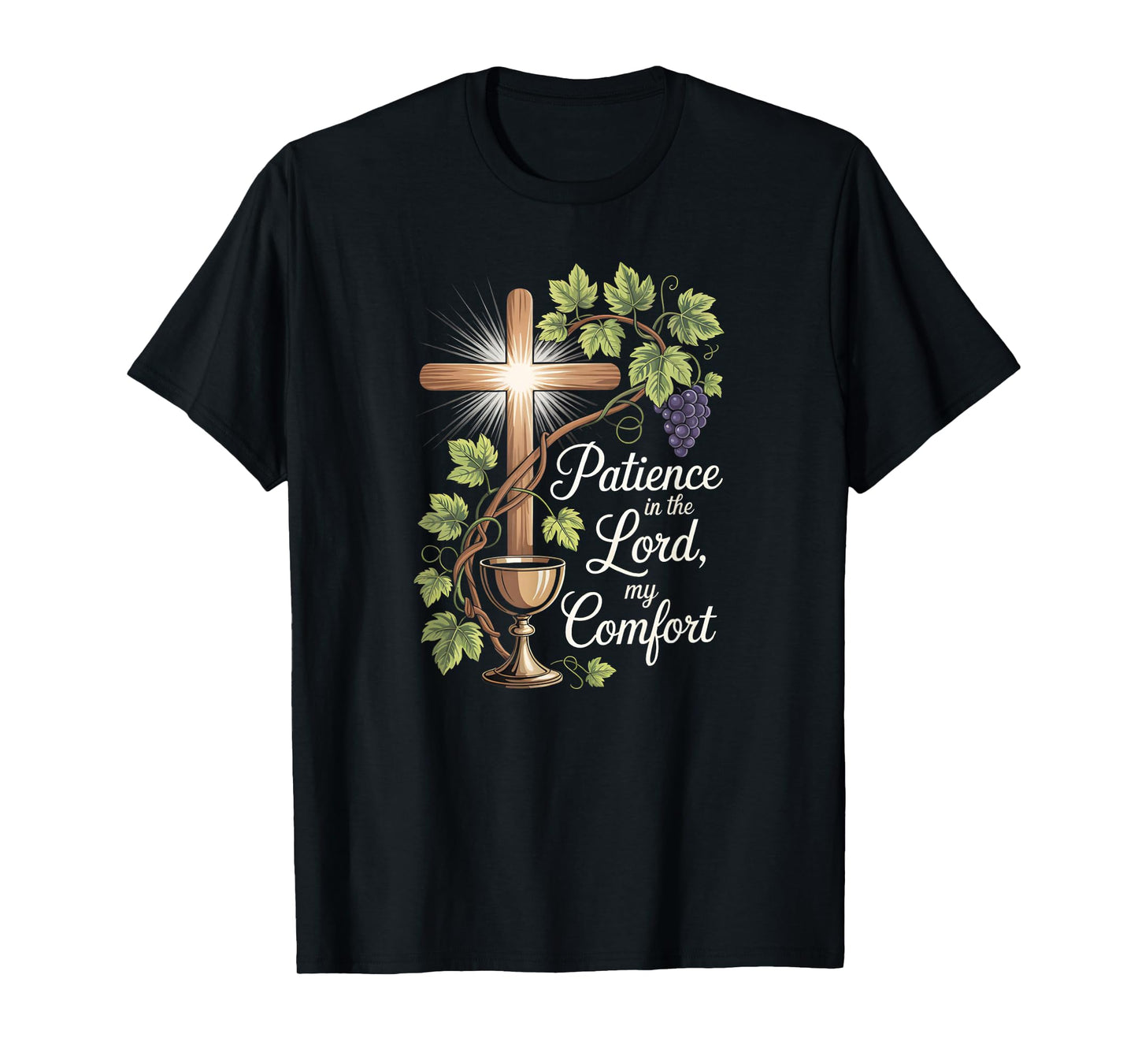 Patience in The Lord Comfort Christian Faith Cross T-Shirt