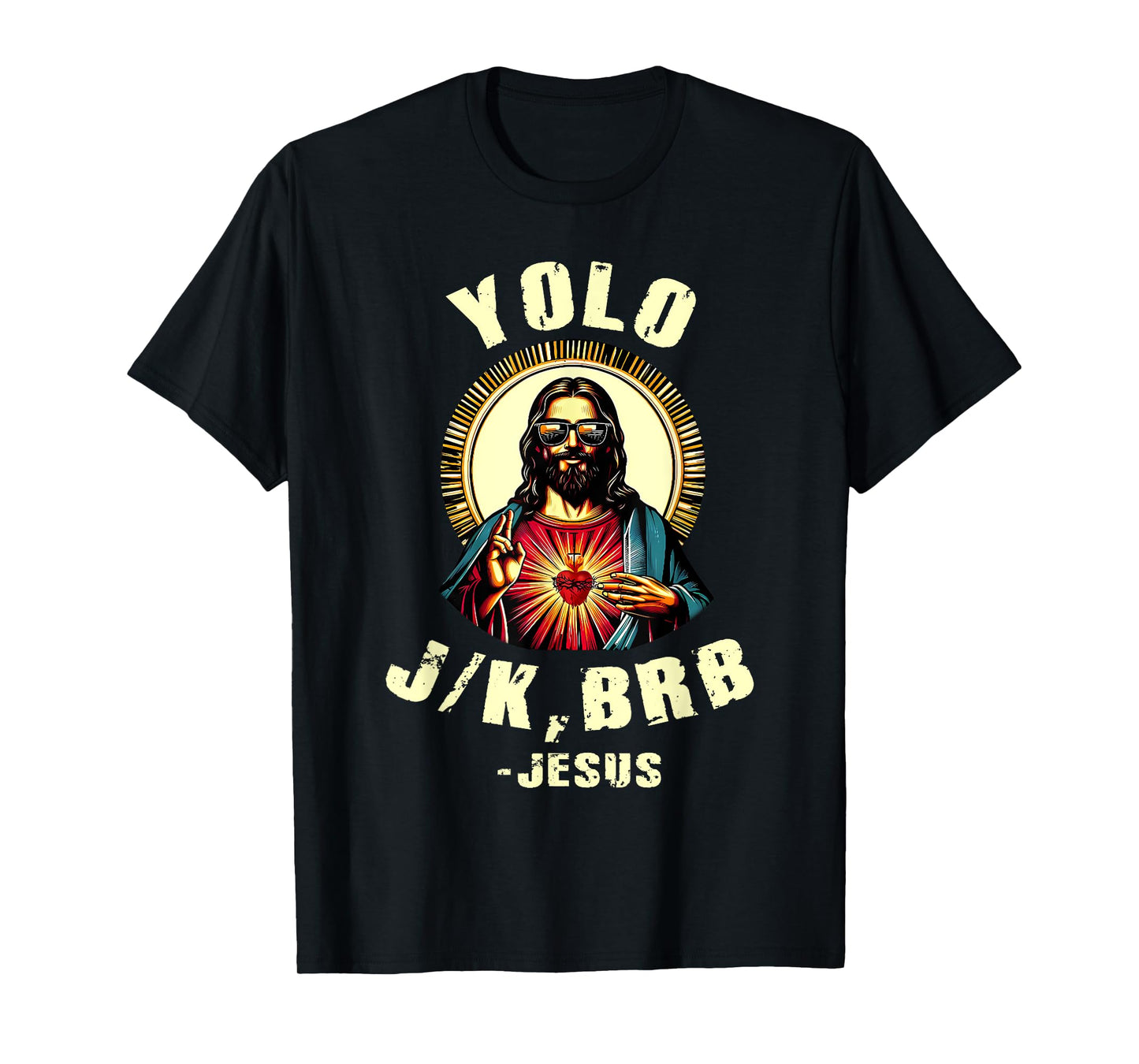Yolo Jk Brb Jesus Funny Easter Day Bible Vintage Christian T-Shirt
