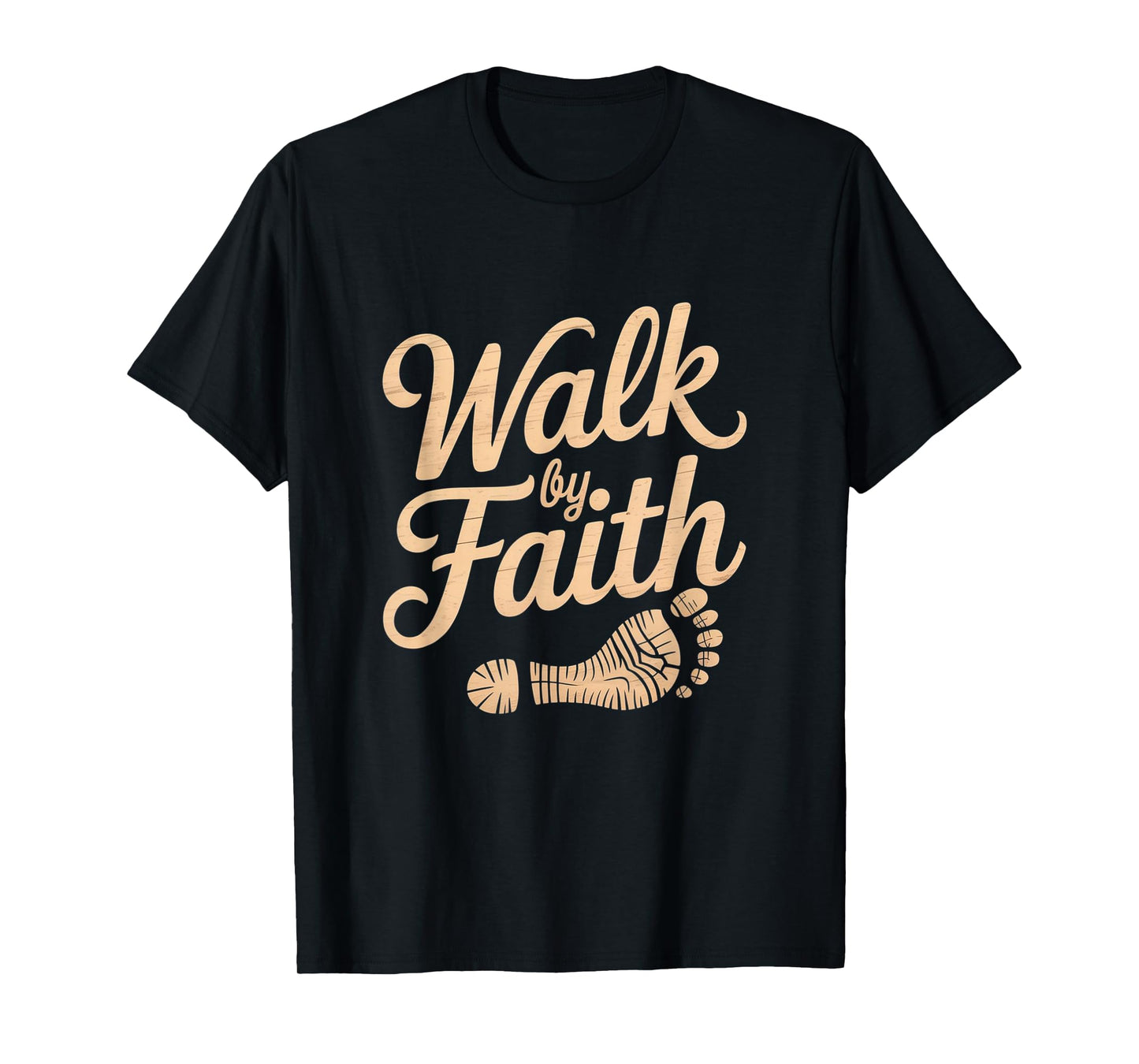 Walk by Faith Footprint Christian Graphic Tee T-Shirt