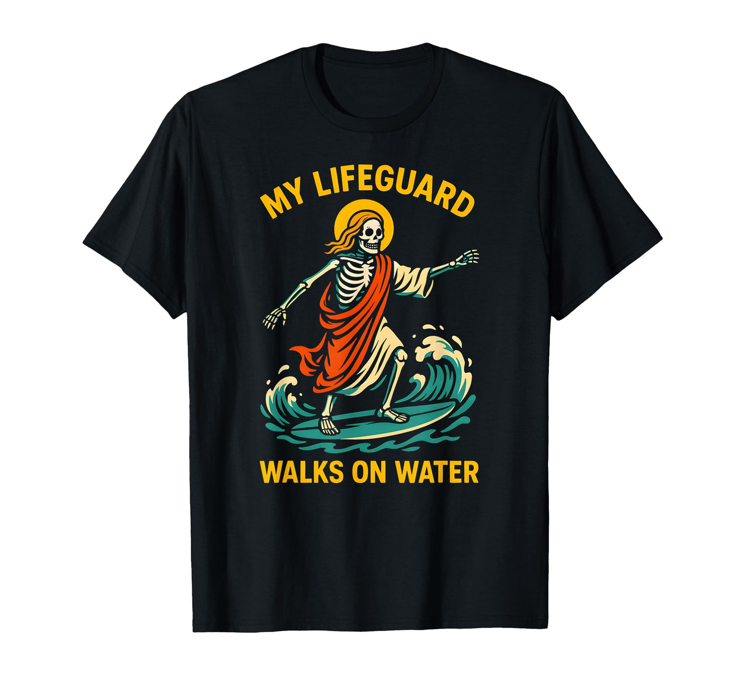 Jesus My Lifeguard Walks on Water Fun Mens Christian Faith T-Shirt