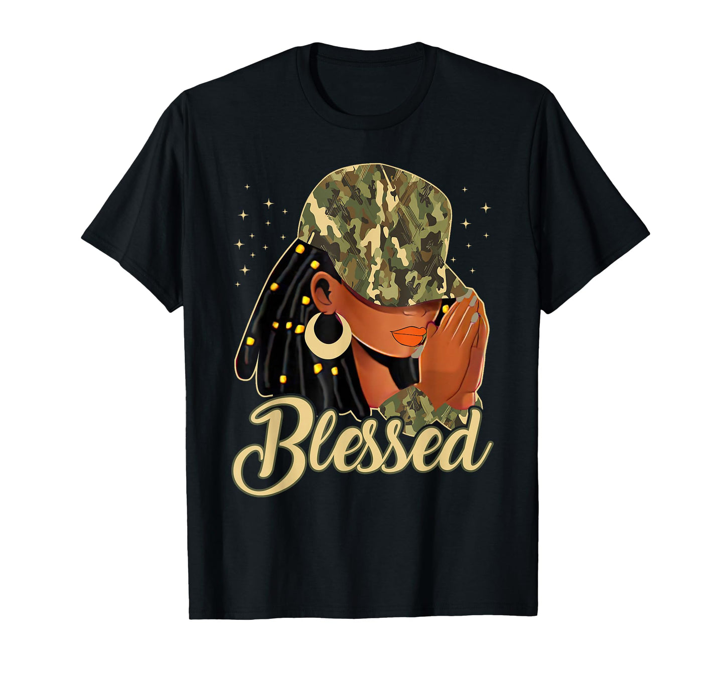 Blessed Black Woman Praying African Christian Camouflage T-Shirt