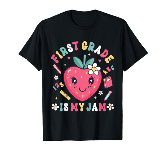 First Grade 1st Day Cute Cartoon Strawberry Girls T-Shirt