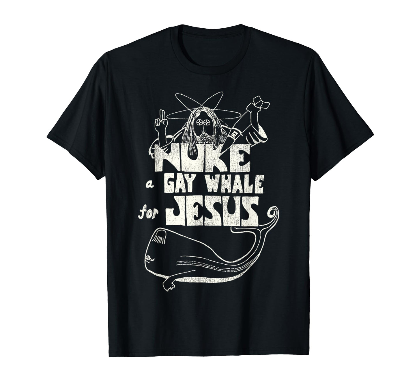 Nuke a Gay Whale For Jesus Funny Vintage 80s Social Advocacy T-Shirt