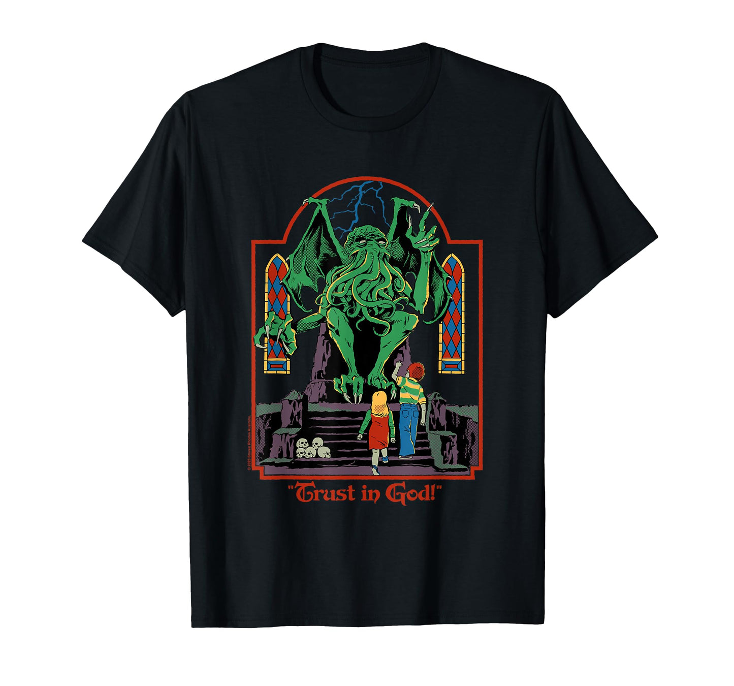 Trust in God Alien Sarcastic Retro Vintage Funny Adult Humor T-Shirt