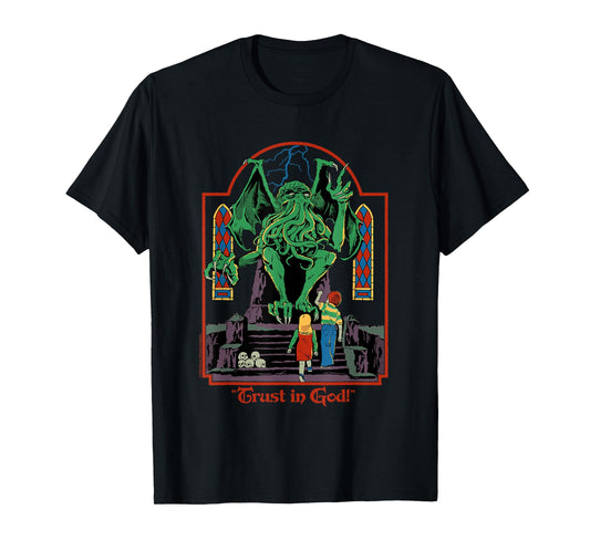 Trust in God Alien Sarcastic Retro Vintage Funny Adult Humor T-Shirt