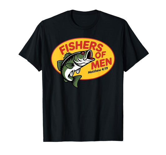 Fishers of Men Matthew 4:19 Christian Fishing Bible Verse T-Shirt