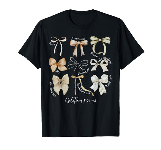 Coquette Bow Christian Fruit of the Spirit Bible Verse Jesus T-Shirt