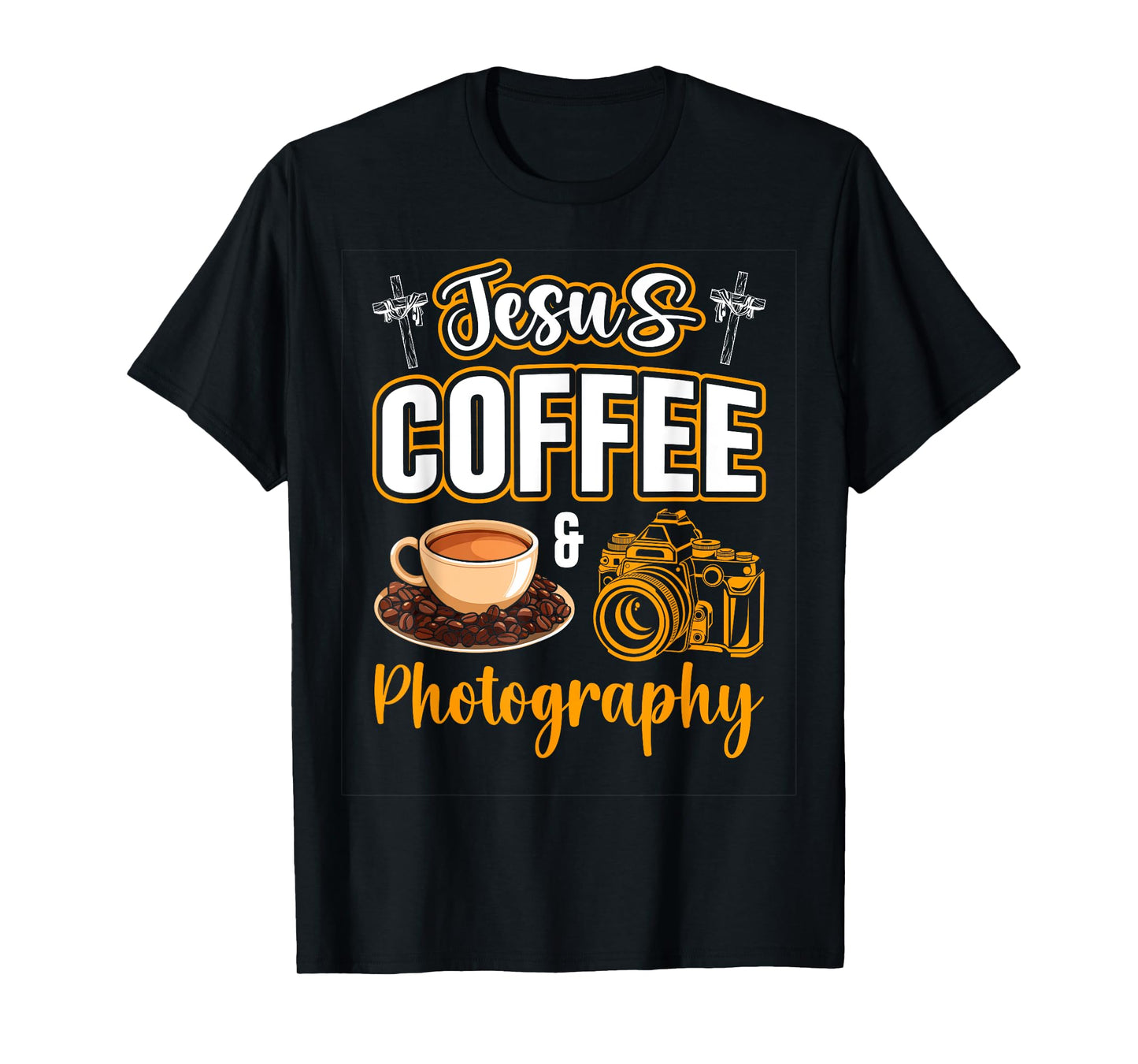 Jesus Coffee and Photography Funny Photographer Camera T-Shirt