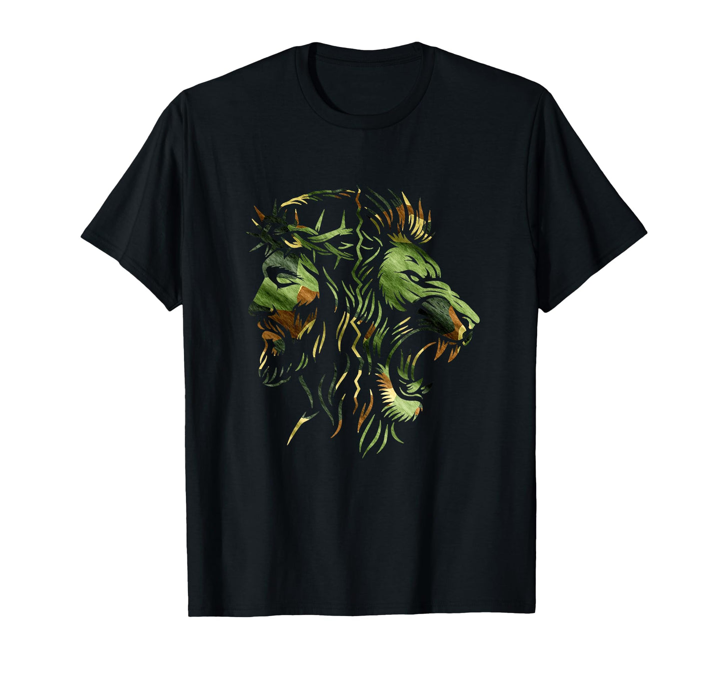 Christian Lion Jesus Crown Camo Faith Design T-Shirt