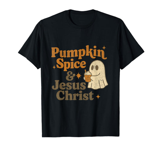 Jesus Christ Coffee and Fall Vibes Pumpkin Halloween T-Shirt