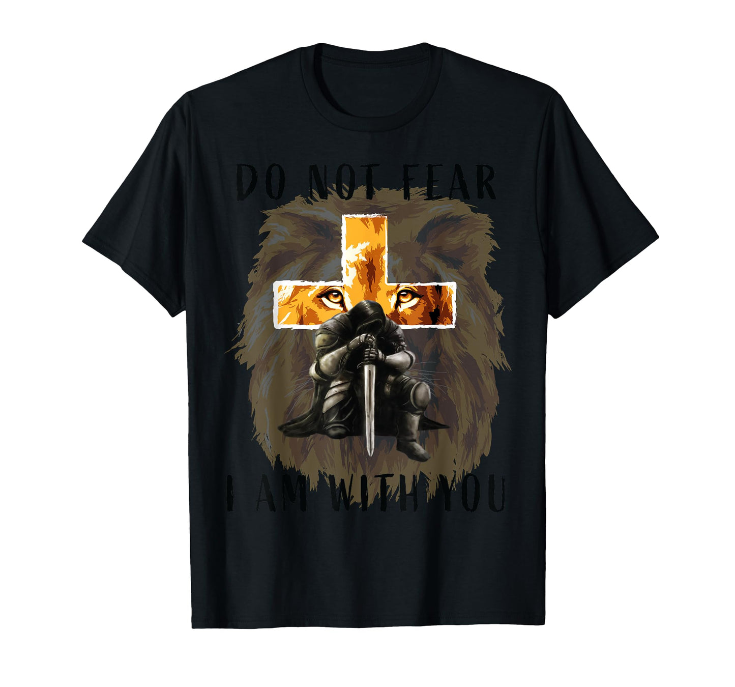 Christian Bible Verse Men Lion Faith Fear Religious T-Shirt
