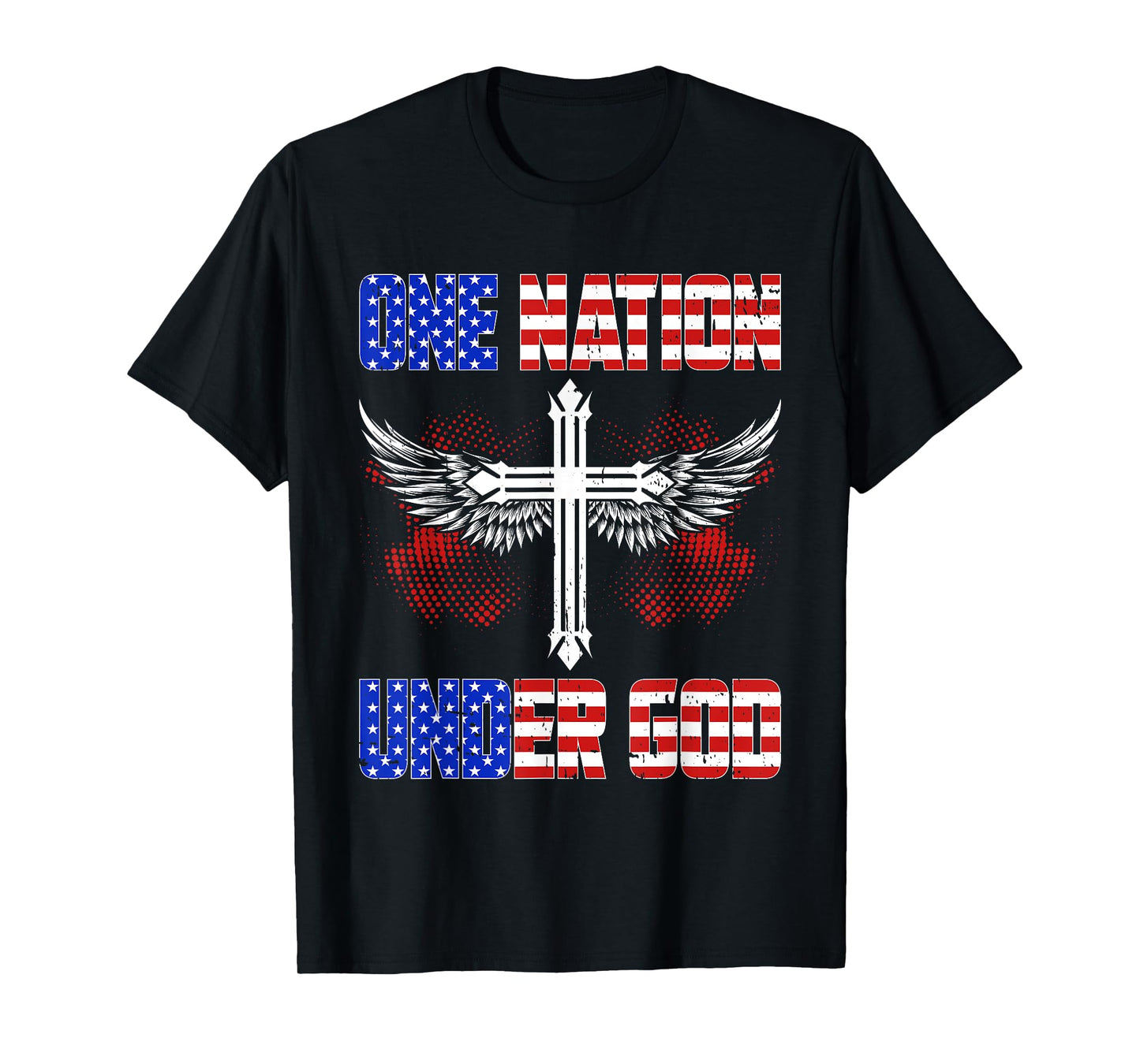One Nation Under God Jesus Blessed American Flag T-Shirt