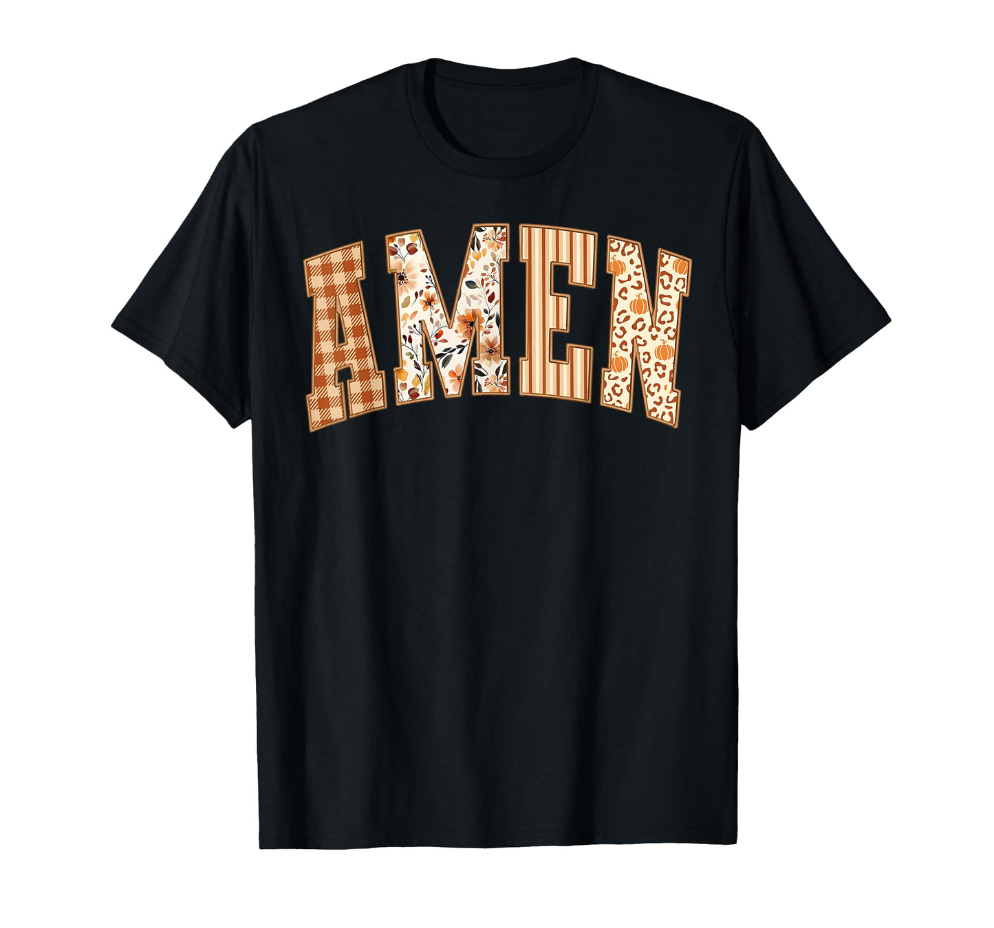 Amen Jesus Christian Faith Thanksgiving Autumn Fall Leaves T-Shirt