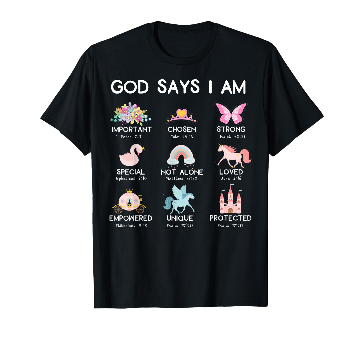God Says I'm Cute Funny Unicorn Christian Girl Bible Lover T-Shirt