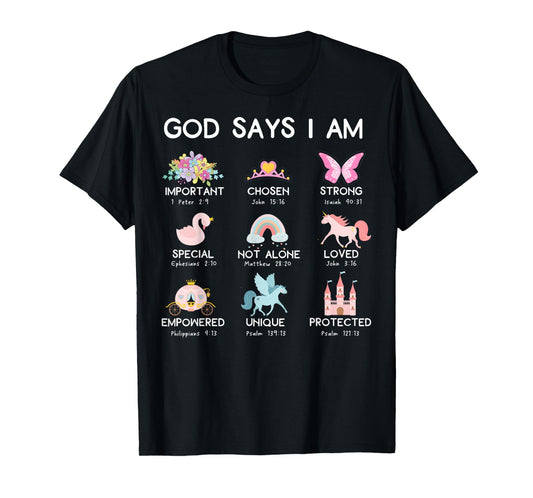God Says I'm Cute Funny Unicorn Christian Girl Bible Lover T-Shirt