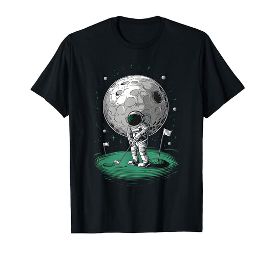 Astronaut Golfing On Moon Funny Golf T-Shirt