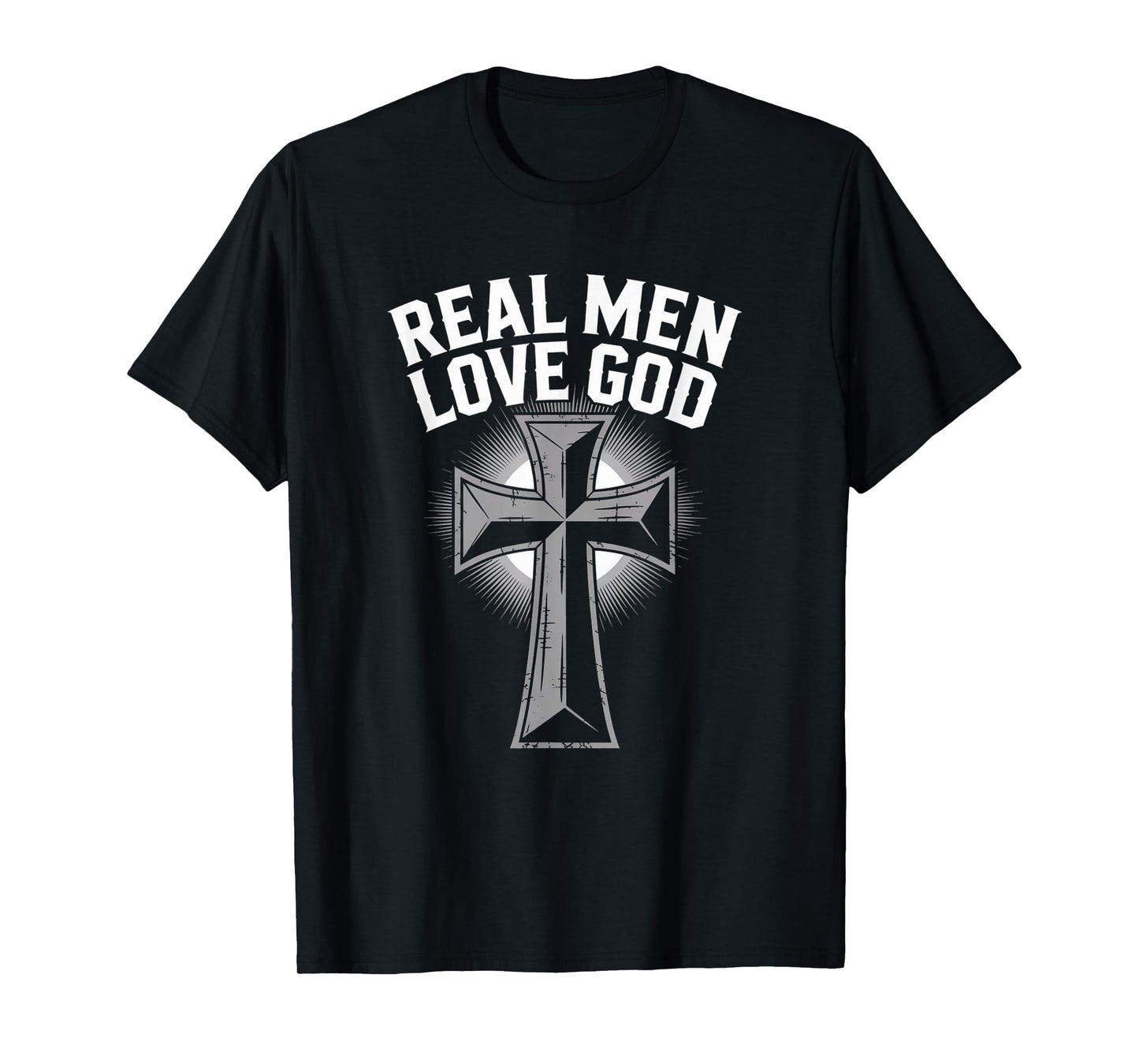 Christian Faith Real Men Love God Cross Design T-Shirt