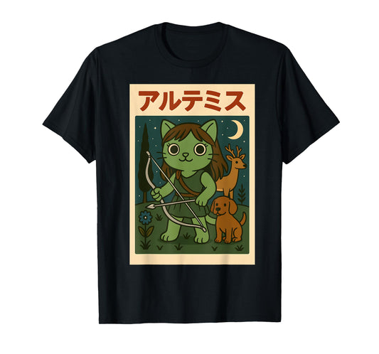 Kawaii Artemis Cat Goddess - Greek/Roman Mythology Anime T-Shirt