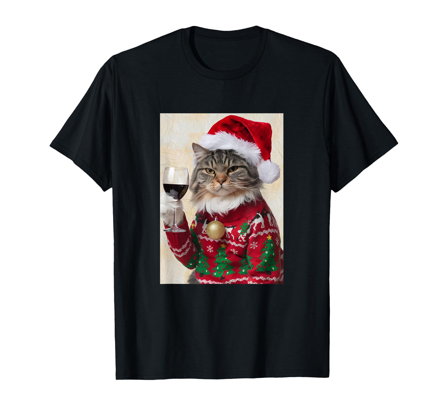 Cat Drinking Wine Cute Cat Holding Red Wine Lovers T-Shirt
