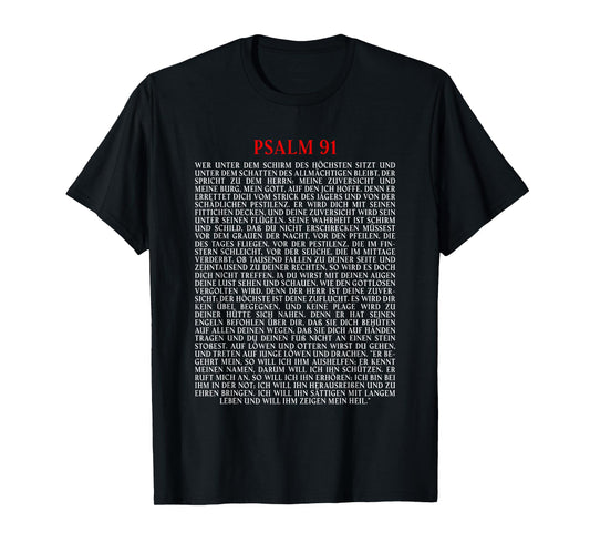 Psalms 91 Bible Verse Protection Safety Blessing (GERMAN) T-Shirt