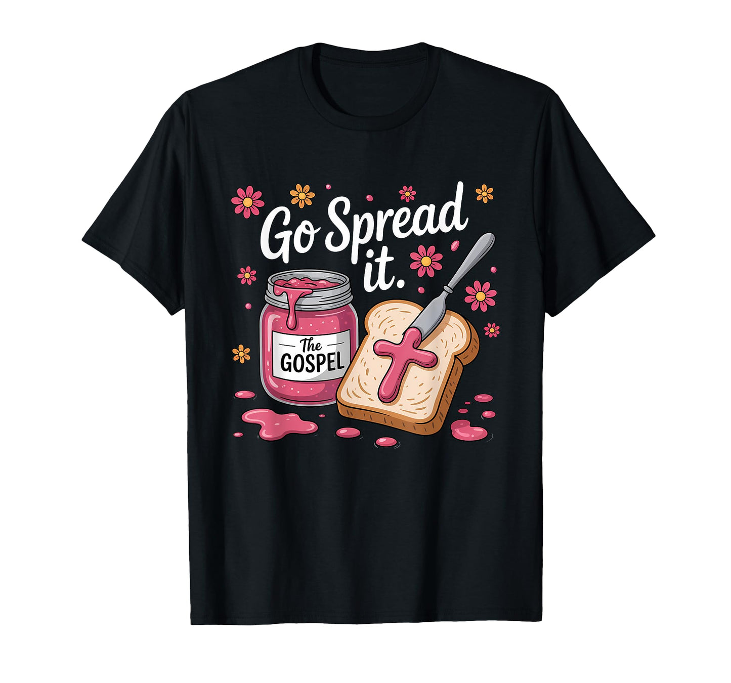 Go Spread It Funny Retro Gospel PB&J Christian Bible Art T-Shirt