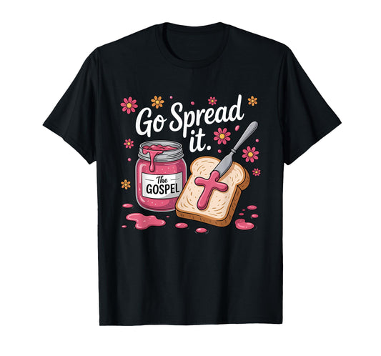 Go Spread It Funny Retro Gospel PB&J Christian Bible Art T-Shirt