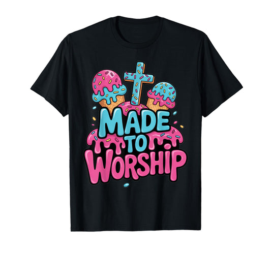 Drippy Made To Worship Shirt Ice Cream Drip Christian Kids T-Shirt