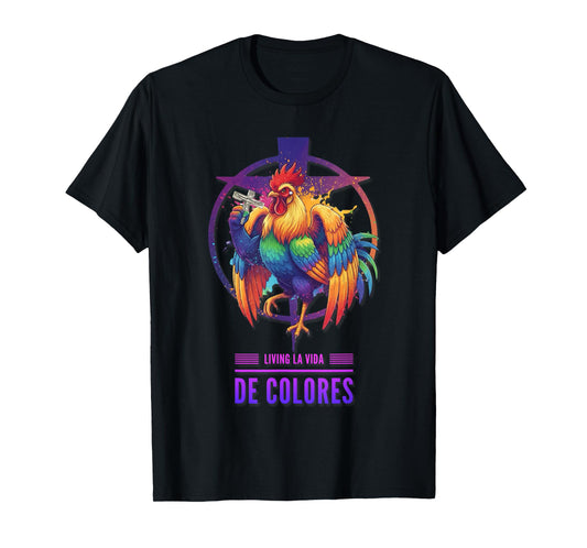 DeColores Cursillo Rainbow Rooster Catholic T-Shirt