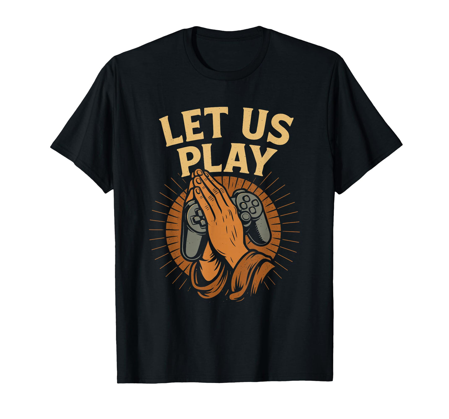 Funny Gamer Prayer Hands Controller Retro Video Game Humor T-Shirt