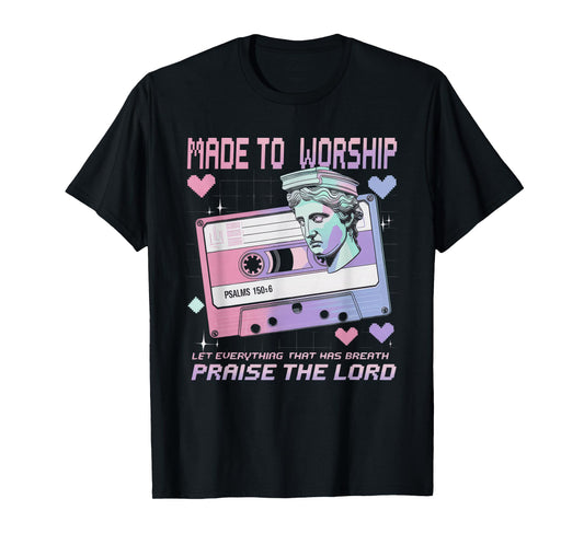 Worship Tshirt Christian Music Retro Cassette Psalms 150:6 T-Shirt