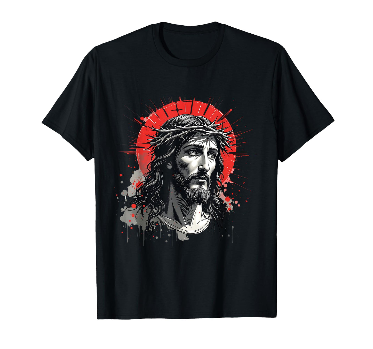 Retro Jesus Crown of Thorns Bold Faith Christian Art Graphic T-Shirt