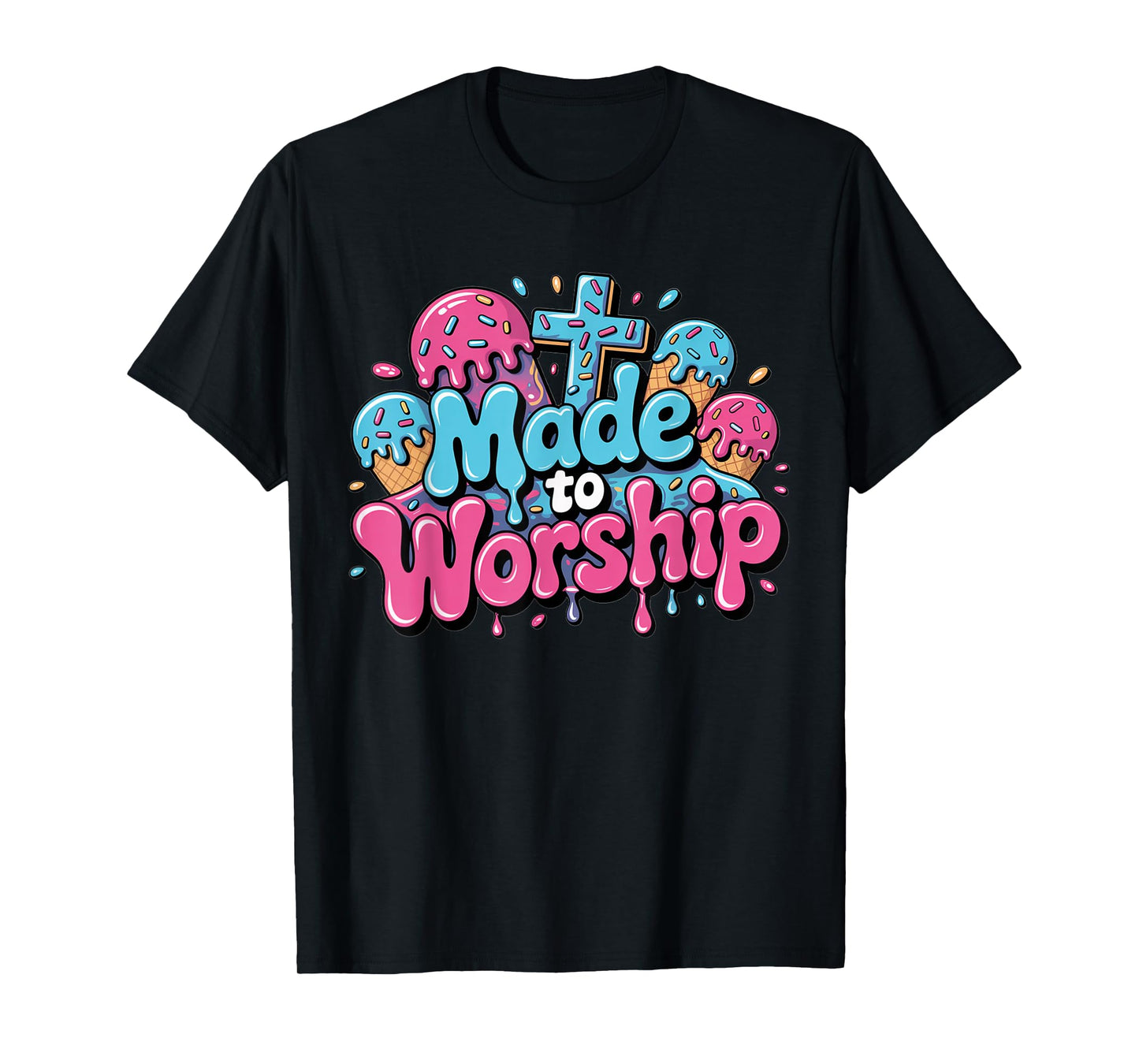 Made To Worship Shirt Ice Cream Drippy Christian Drip Kids T-Shirt