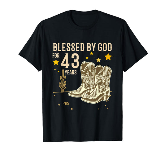 Vintage Blessed by God for 43 Years Cowboy 43rd Birthday Men T-Shirt