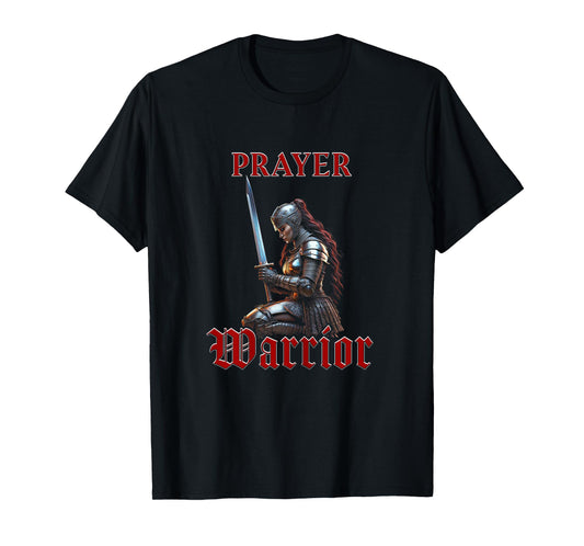 Prayer Warrior – Women's Christian Faith Knight Graphic T-Shirt