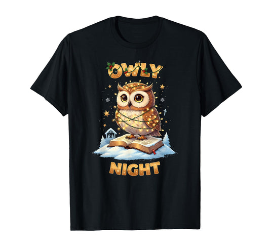 Owly Night Christmas Owl Snowflakes Bible Christian Religion T-Shirt