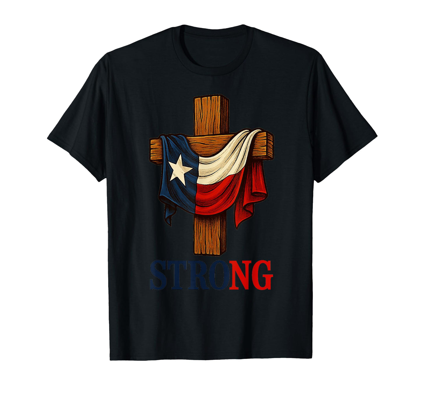 Strong Texas flag cross christian texas pride 2025 T-Shirt