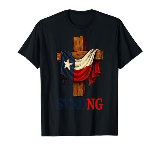 Strong Texas flag cross christian texas pride 2025 T-Shirt