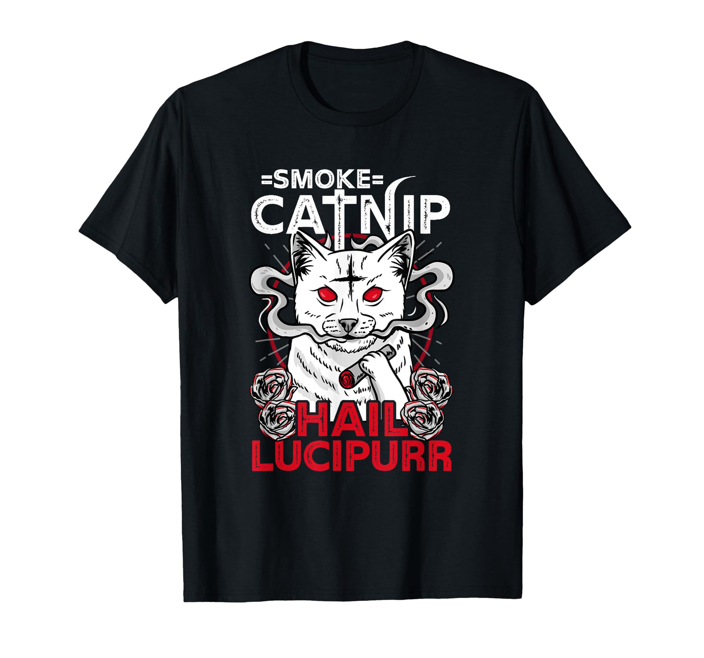 Smoke Catnip Hail Lucipurr l Satanic Occult Cat Men Women T-Shirt