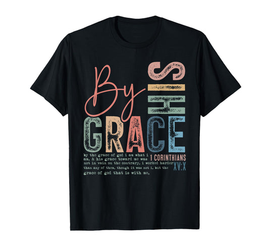 Retro by His Grace Christian - Religious Bible Verse Faith T-Shirt