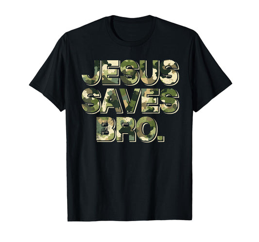 Vintage Camo Jesus Saves Bro T Shirt Christian Religion T-Shirt