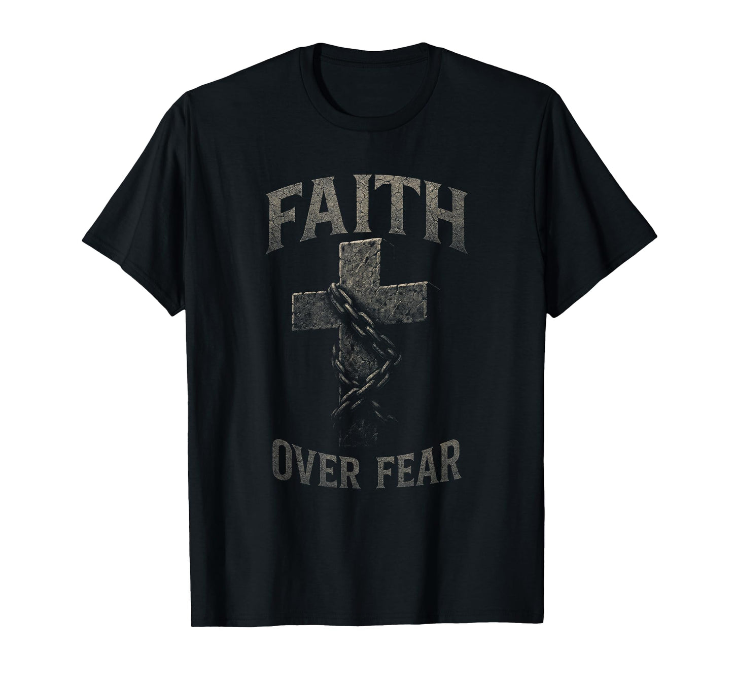 Faith Over Fear - Christian Cross Design T-Shirt