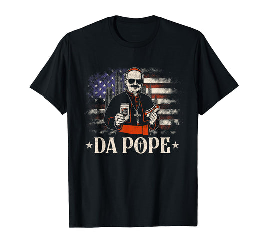 Da Pope From America Chicago Pope Leo XIV Usa Flag Vintage T-Shirt