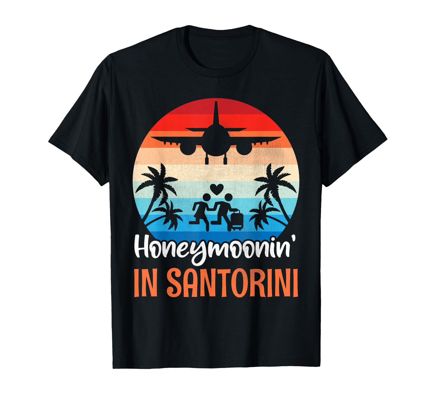 Husband Wife Together Honeymoonin' In Santorini Sunset Beach T-Shirt