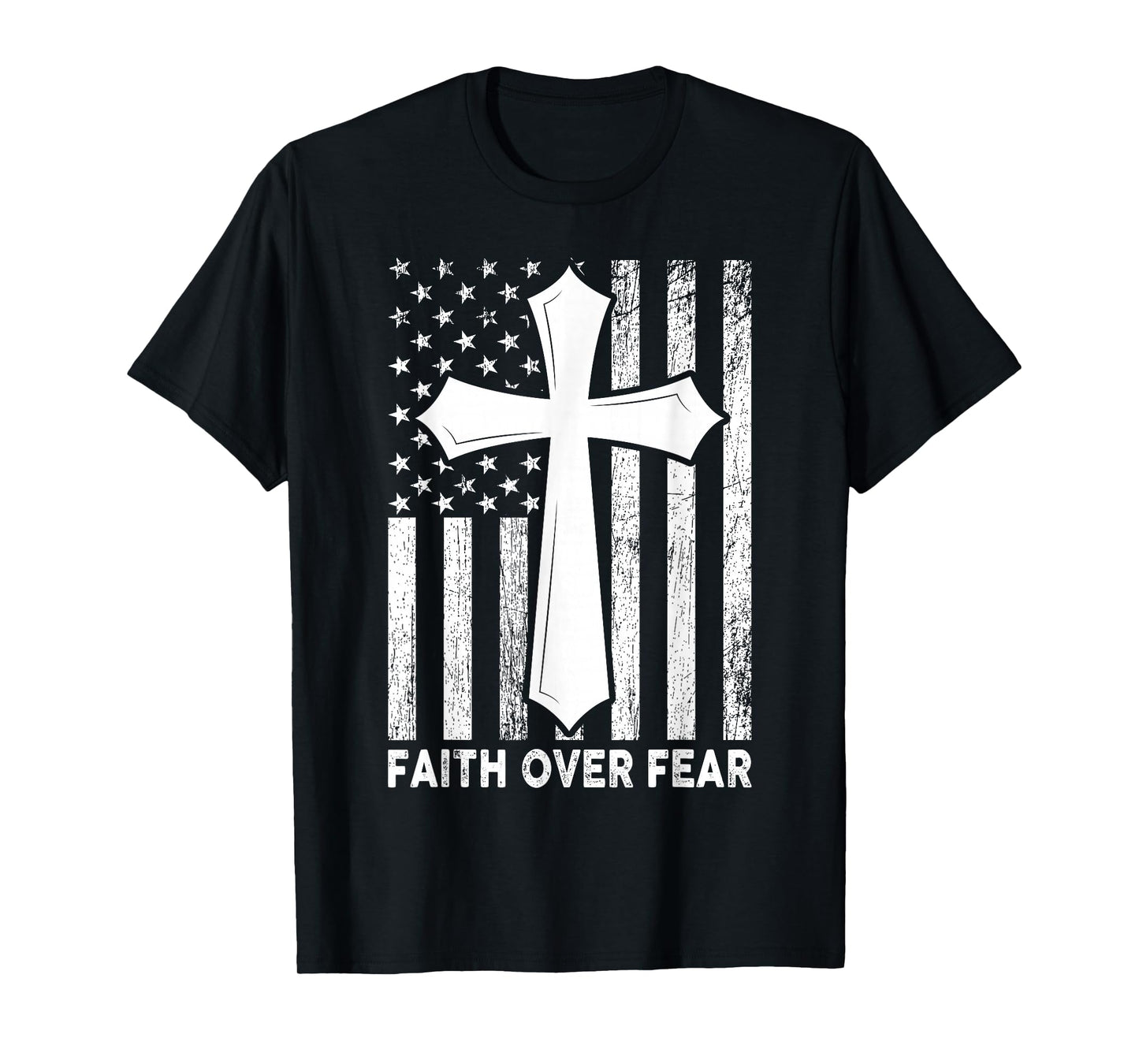 Faith Over Fear Cool Christian Flag Cross for Men Women Kids T-Shirt