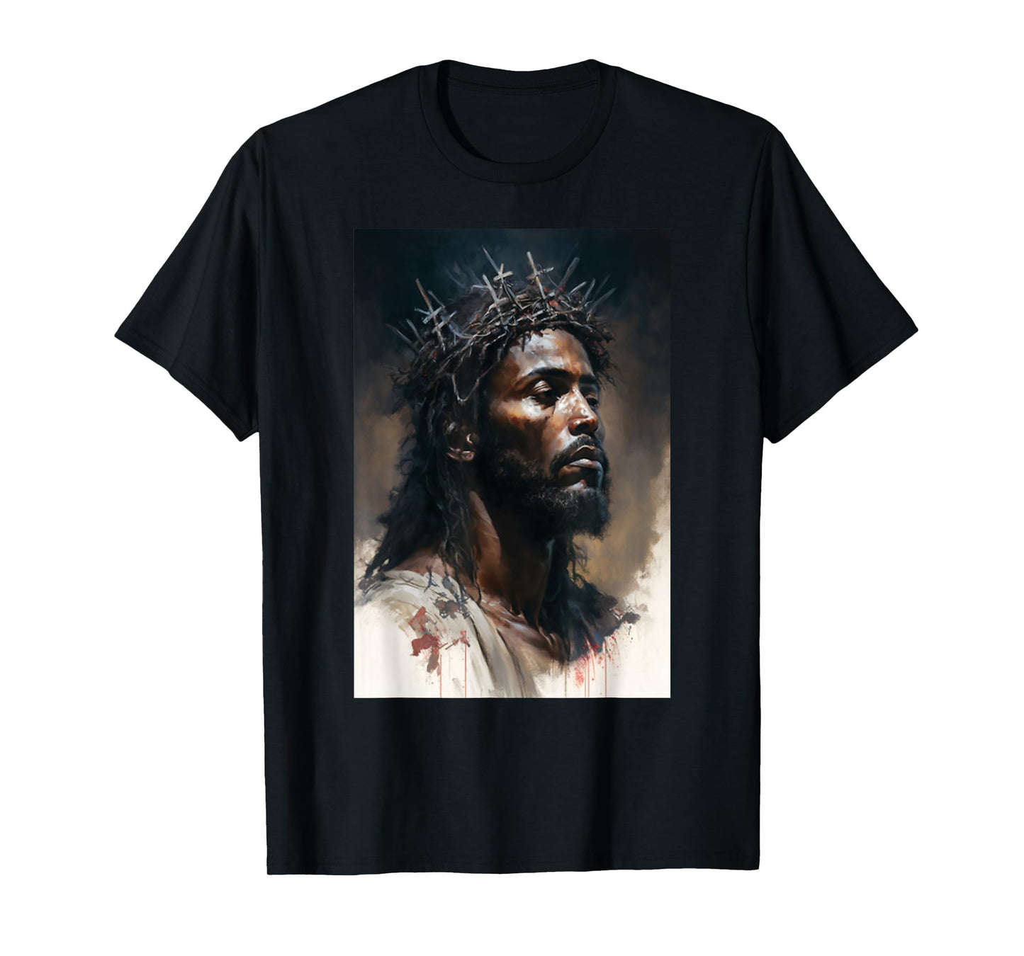 Funny Black Christ African American Jesus With Crown Art T-Shirt