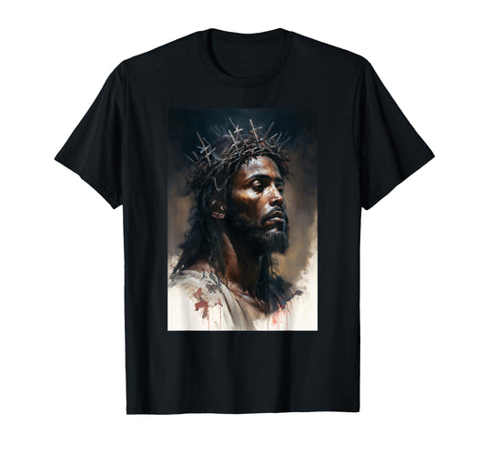 Funny Black Christ African American Jesus With Crown Art T-Shirt