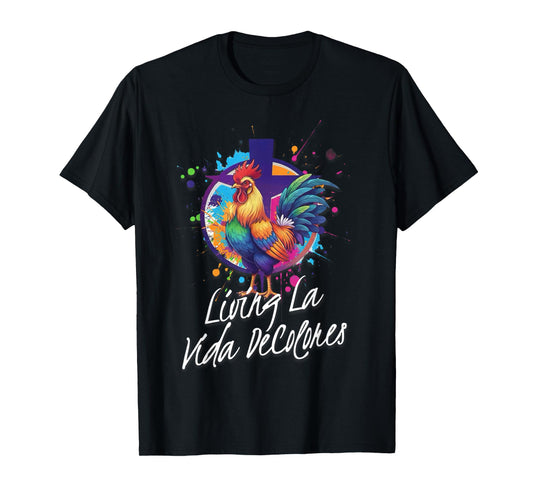 DeColores Cursillo Rainbow Rooster Catholic T-Shirt