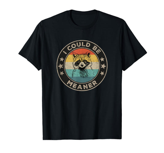 I Could Be Meaner Vintage Sarcastic Humor Funny Raccoon T-Shirt