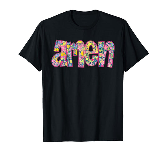 Retro Amen Floral Coquette Bow Jesus Girl Women Happy Easter T-Shirt