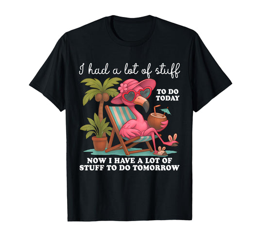 I Had A Lot of Stuff to Do Today Funny Cute Flamingo Summer T-Shirt